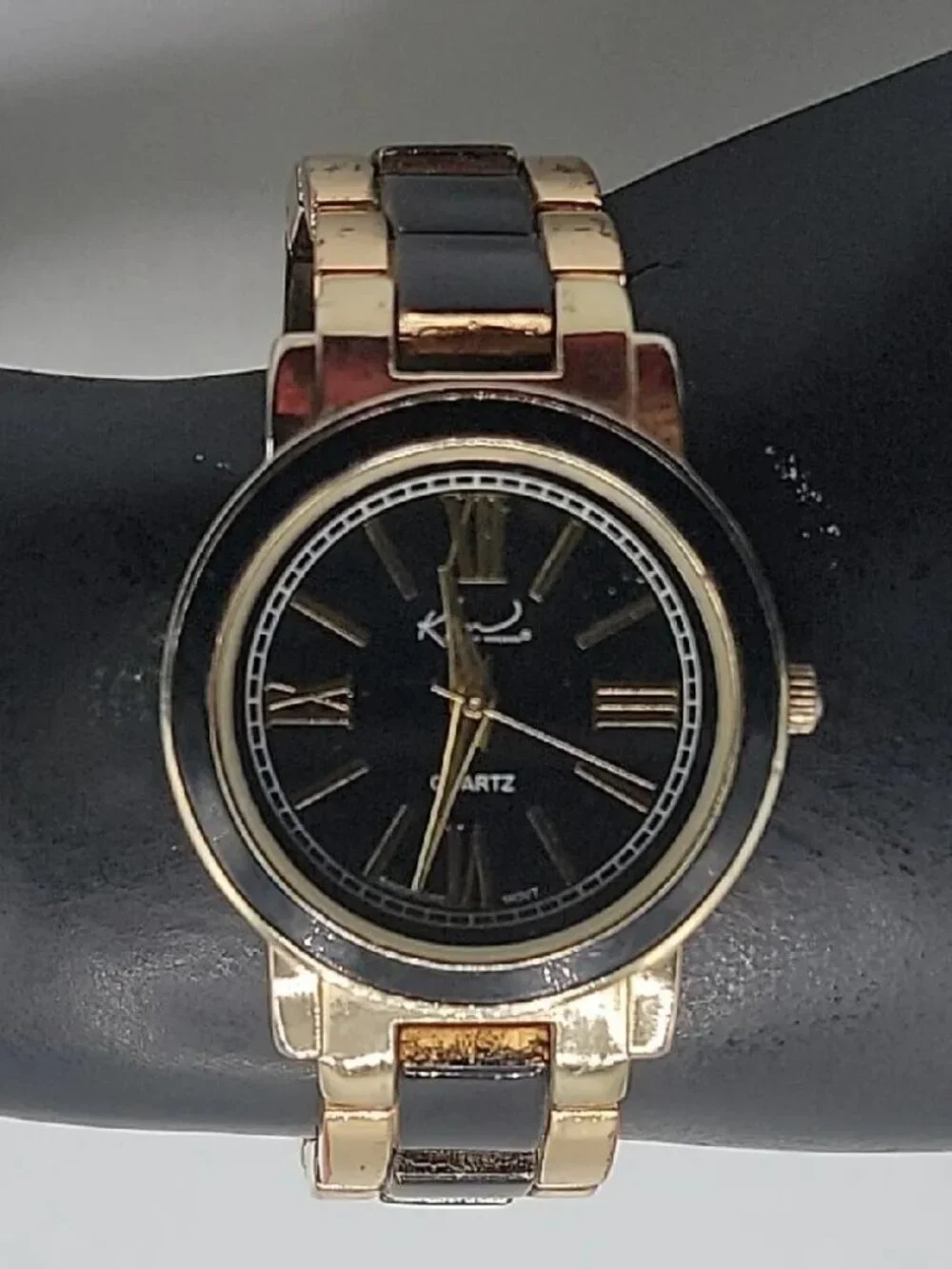 Kardashian Kollection Two-Tone Gold & Black Quartz Link Bracelet Watch - Tested